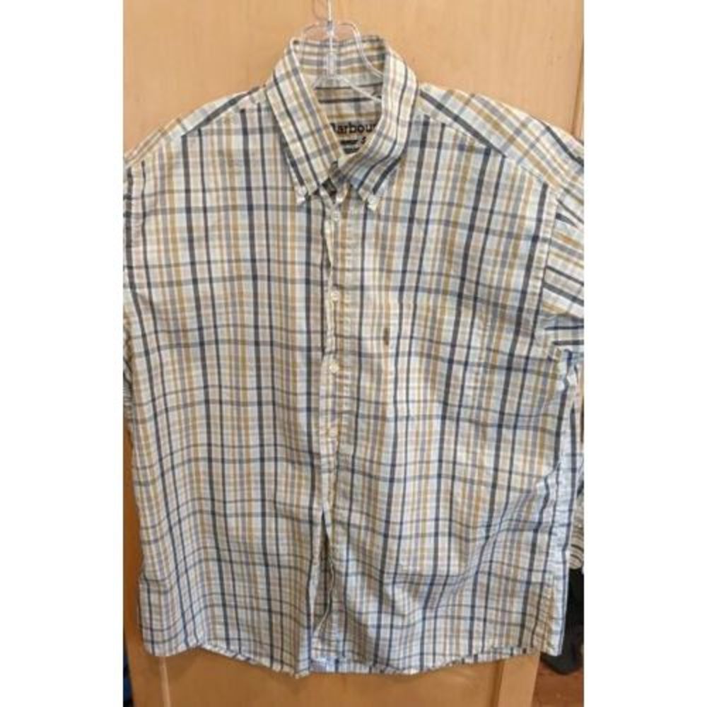 Barbour Tailored Fit Plaid Long Sleeve Button Down Shirt Men's medium cotton